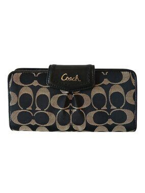 Coach  Black & Gray Signature C Canvas Wallet